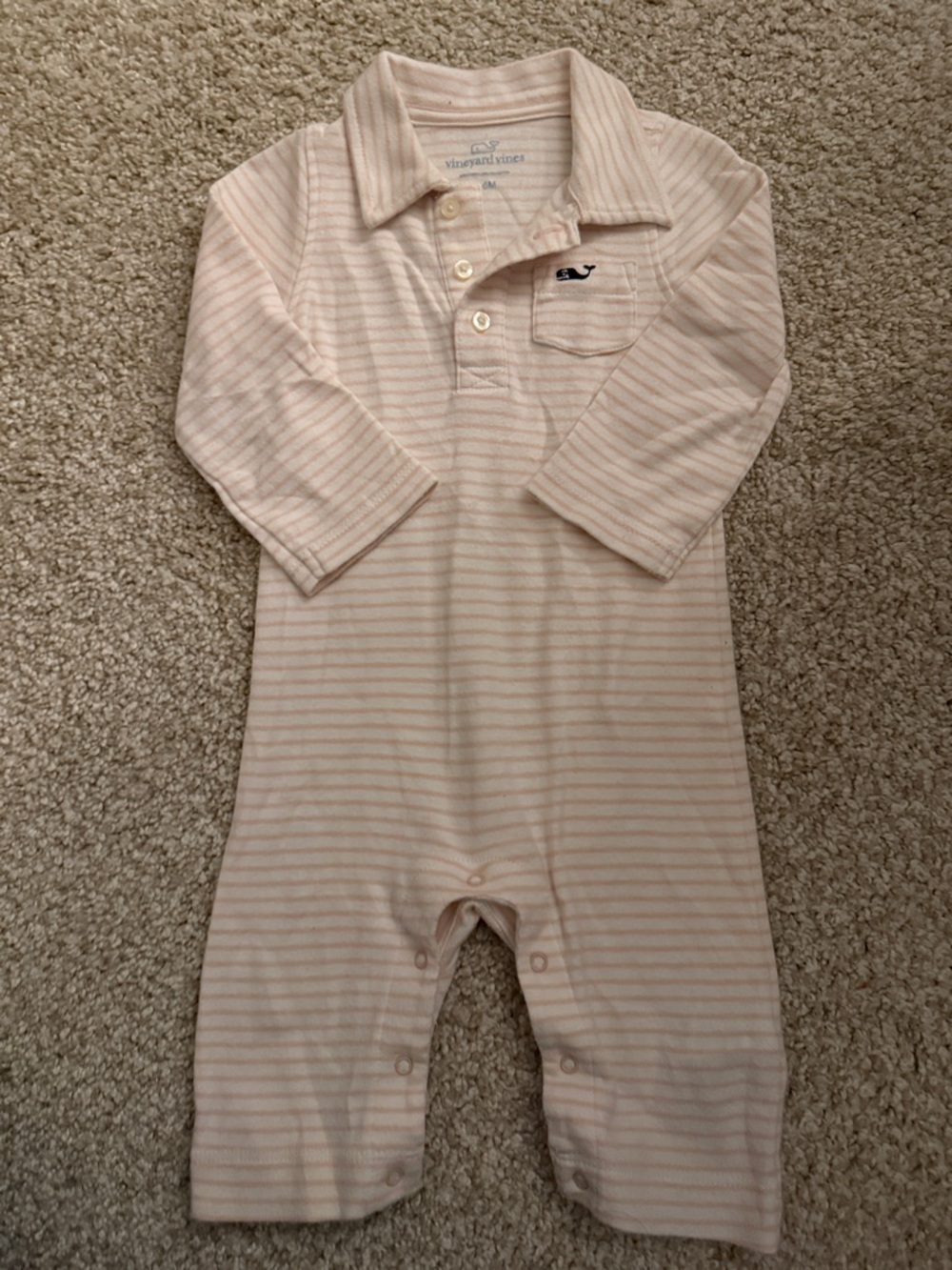 Vineyard Vines Pale Pink & White Striped Polo One-Piece